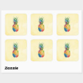 Ananas Vierkante Sticker (Vel)