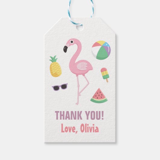 Ananas Watermeloen Flamingo Dank u Cadeau Labels Cadeaulabel (Voorkant)