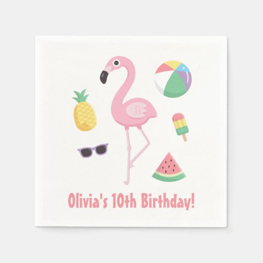 Ananas Watermeloen Flamingo Summer Party Servetten (Voorkant)