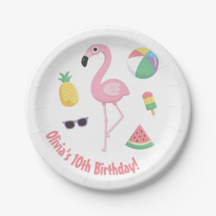 Ananas Watermeloen Roze Flamingo Feestbenodigdhede Papieren Bordje