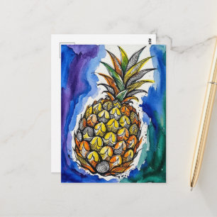 Ananas Waterverf Doodle Briefkaart