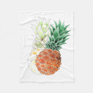 Ananas, waterverf. fleece deken
