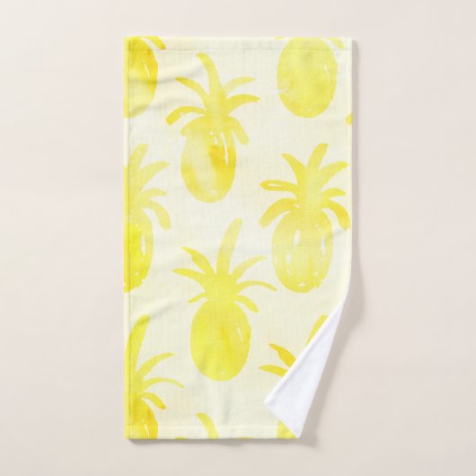 Ananas waterverf geel bad handdoek (Handdoek)