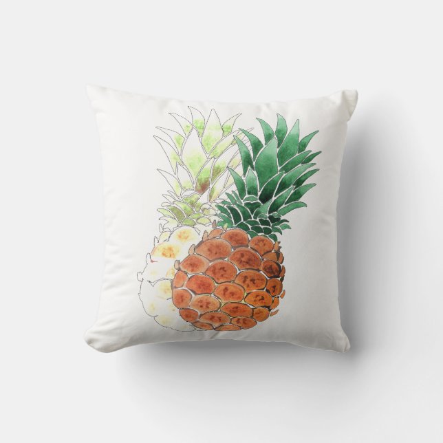 Ananas, waterverf. kussen (Voorkant)