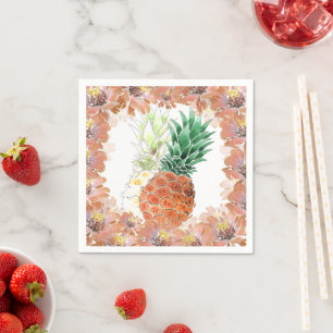 Ananas, waterverf. servet