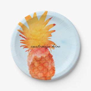 Ananas Waterverf Tropisch Zomerfeest Papieren Bordje
