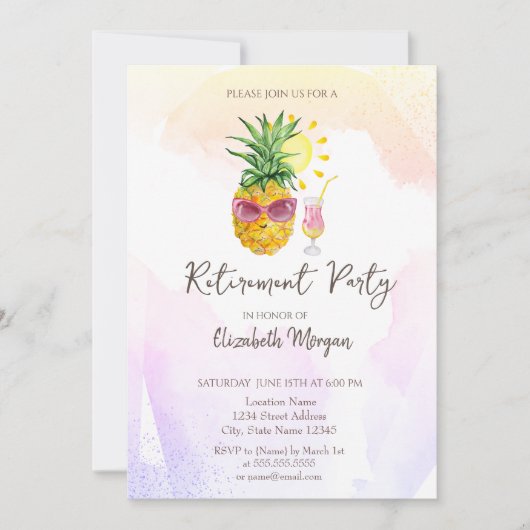 Ananas Whimsical Cocktai Retraite Invitation (Devant)