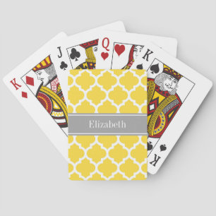 Ananas Whockey Moroccan #5 DK Gray Name Monogram Speelkaarten