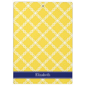 Ananas WHT Fancy Quatrefoil Navy Naam Monogram Klembord (Achterkant)