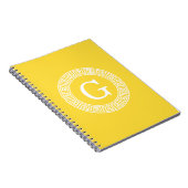 Ananas WHT Grieks Sleutel RND Lijst Initiaal Monog Notitieboek (Rechterzijde)