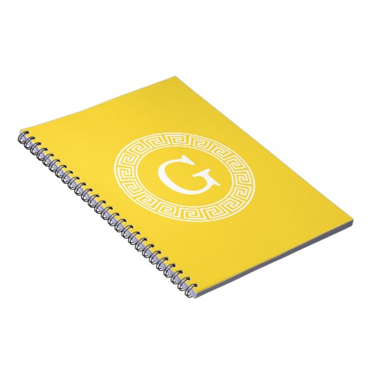 Ananas WHT Grieks Sleutel RND Lijst Initiaal Monog Notitieboek (Rechterzijde)