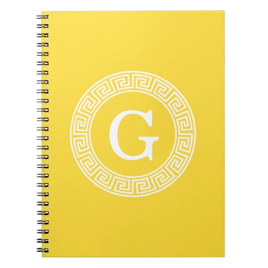 Ananas WHT Grieks Sleutel RND Lijst Initiaal Monog Notitieboek (Voorkant)