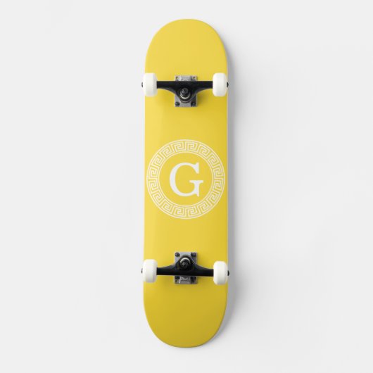 Ananas WHT Grieks Sleutel RND Lijst Initiaal Monog Skateboard (Voorkant)