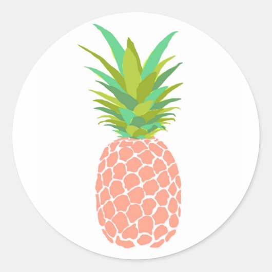 Ananas +Wit Ronde Sticker (Voorkant)