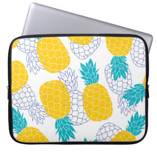 Ananas witte achtergrond, naadloos patroon. laptop sleeve