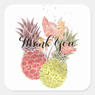 Ananas, zoet koppel. vierkante sticker
