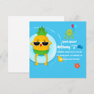 Ananas Zomer Spetterfeest Kinderverjaardagsfeestje Kaart