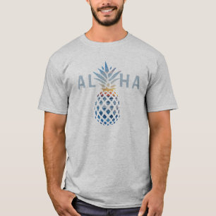 Ananas Zonsondergang en Blauwe Oceaan Golven Aloha T-shirt
