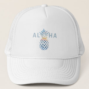 Ananas Zonsondergang en Blauwe Oceaan Golven Aloha Trucker Pet
