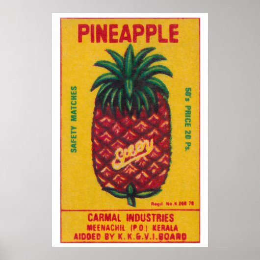 Ananasfruit - Matchbox Print - India Muurkunst (Voorkant)