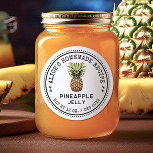 Ananasjam inmaaklabel zelfgemaakte recept ronde sticker