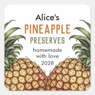 Ananasjam zelfgemaakte inmaaklabel vierkante sticker