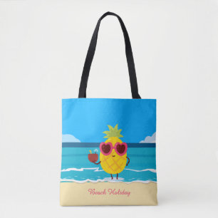 Ananassap fruit op Beach Holiday Cute Colorful Draagtas
