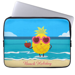 Ananassap fruit op Beach Holiday Cute Colorful Laptop Sleeve