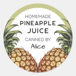 Ananassap zelfgemaakt conserveringslabel ronde sticker