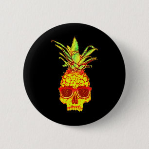 Ananasschedel met zonnebril Retro Tropische Aesthe Ronde Button 5,7 Cm