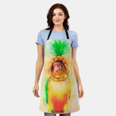 Ananassegrond met anananas pet schort (Gedragen)