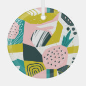 Ananassen Abstract: kleurrijke naadloze patchwork Glas Ornament (Voorkant)