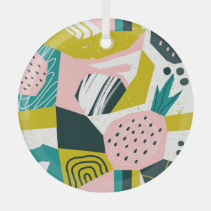 Ananassen Abstract: kleurrijke naadloze patchwork Glas Ornament