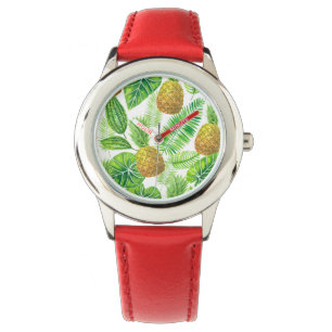 ananassen en tropische bladeren horloge