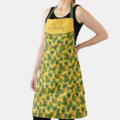 ananassen en tropische bladeren op goud schort (Insitu)