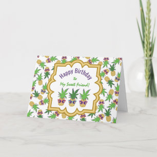 ananassen met zonnebril op zaterdag kaart