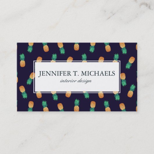 ananassen op de marine | Monogram Visitekaartje (Voorkant)