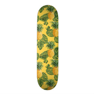 Ananassen & Tropische Bladeren Op Goud Skateboard