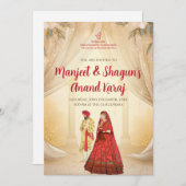 Anand Karaj uitnodigingen & Sikh bruiloft uitnodig (Voorkant / Achterkant)