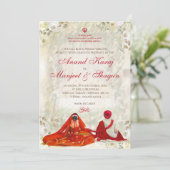 Anand Karaj uitnodigingen & Sikh bruiloftsuitnodig (Staand voorkant)