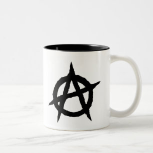 Anarchie symbool zwarte punk muziekcultuur teken c tweekleurige koffiemok