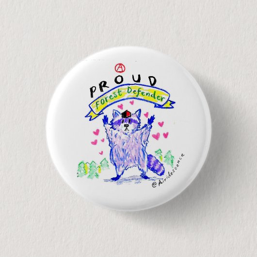 Anarchist Raccoon Forest Defender Button (Voorkant)