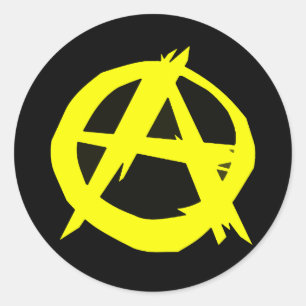 Anarcho Capitalism Black and Yellow Flag Ronde Sticker