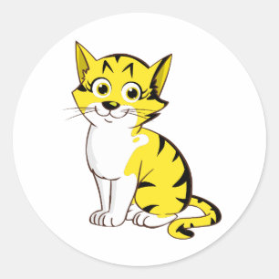 Anarkitty - Zwarte en Gele Kat Ronde Sticker