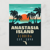 Anastasia Island Florida Retro Sunset Souvenirs Briefkaart (Voorkant)