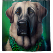 Anatolian Shepherd dog in St. Patrick's Day Dress Douchegordijn (Voorkant)