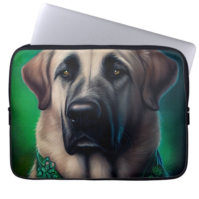 Anatolian Shepherd dog in St. Patrick's Day Dress Laptop Sleeve (Voorkant)