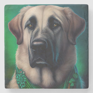 Anatolian Shepherd dog in St. Patrick's Day Dress Stenen Onderzetter