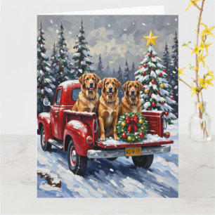 Anatolian Shepherd Dog Kerstmis Rode Truck Vakanti Kaart