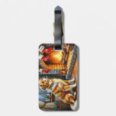 Anatolian Shepherd Fireplace with Christmas Lights Bagagelabel (Achterkant verticaal)